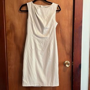 Cream business casual sleeveless dress